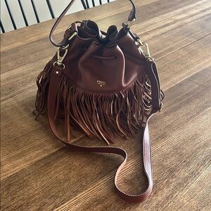 Fossil Brown Fringe Women's Bag